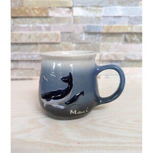 Vintage MAUI, HAWAII Blue Whale Pottery Mug - Made by K & S Hawaiian Creations